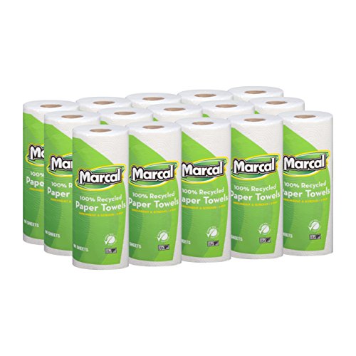Book Cover Marcal Paper Towels 100% Recycled 2-Ply, 60 Sheets Per Roll - Case of 15 Individually Wrapped Green Seal Certified 06709