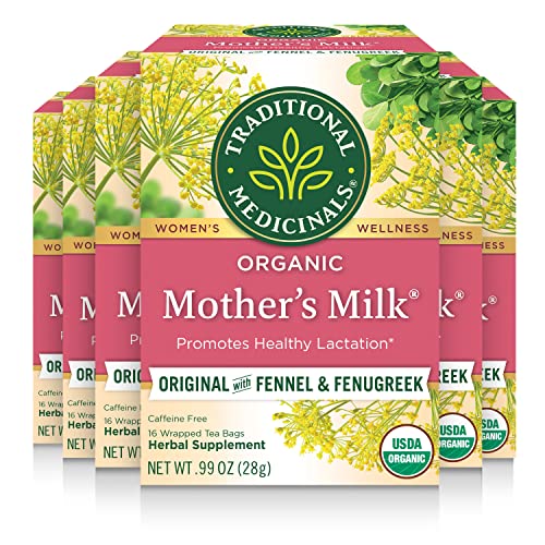 Book Cover Traditional Medicinals Organic Mother's Milk Women's Tea, Promotes Healthy Lactation, 16 Tea Bags (Pack of 6)