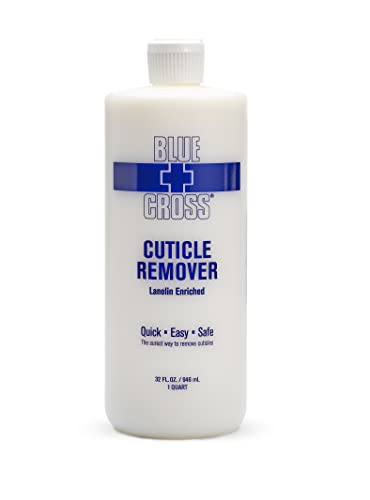 Blue Cross Professional Nail Care, Hydrating, Moisturizing, Strengthening Cuticle Remover Liquid with Lanolin for Brittle Nails, Hang Nails + Dry Cuticles, Made in USA, Pro Size 946ml, 32 ounce