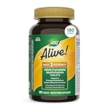 Nature’s Way Alive! Max3 Potency Daily Multivitamin with Iron, High Potency Adult Multivitamins to Support Cellular Energy Metabolism, Heart, and Muscle Function* for Women & Men, 180 Tablets