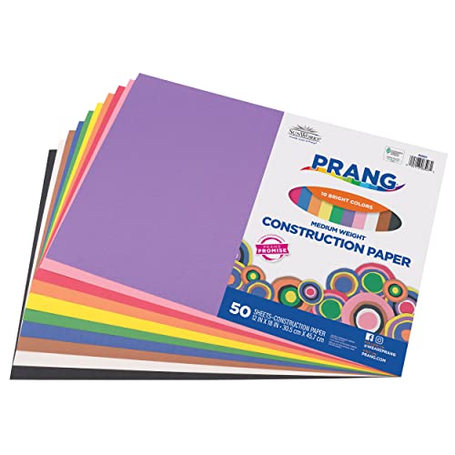 Prang (Formerly SunWorks) Construction Paper, 10 Assorted Colors, 12" x 18", 50 Sheets