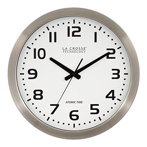 Book Cover La Crosse Technology WT-3161WH-INT 16 Inch Stainless Steel Atomic Clock-White Dial, 16