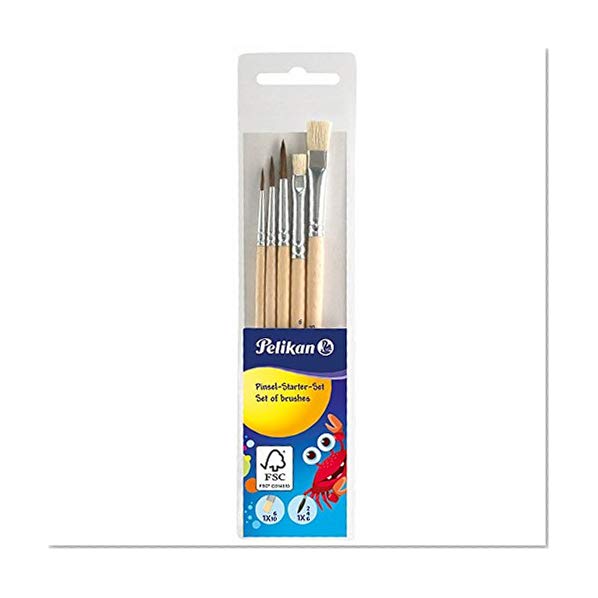 Pelikan 718163, Paint Brush Starter Set with 5 Hair Brushes