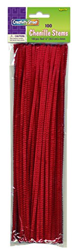 Book Cover Creativity Street Chenille Stems/Pipe Cleaners 12 Inch x 4mm 100-Piece, Red
