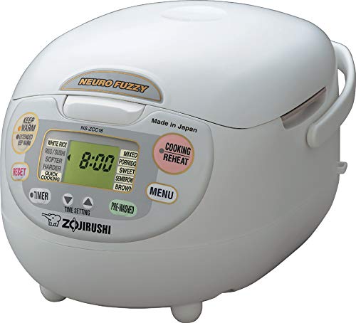 Book Cover Zojirushi Ns-Zcc18 10-Cup (Uncooked) Neuro Fuzzy Rice Cooker And Warmer, Premium White