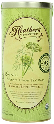 Heather's Tummy Teas Organic Fennel Tea for IBS, 45 Jumbo Teabags