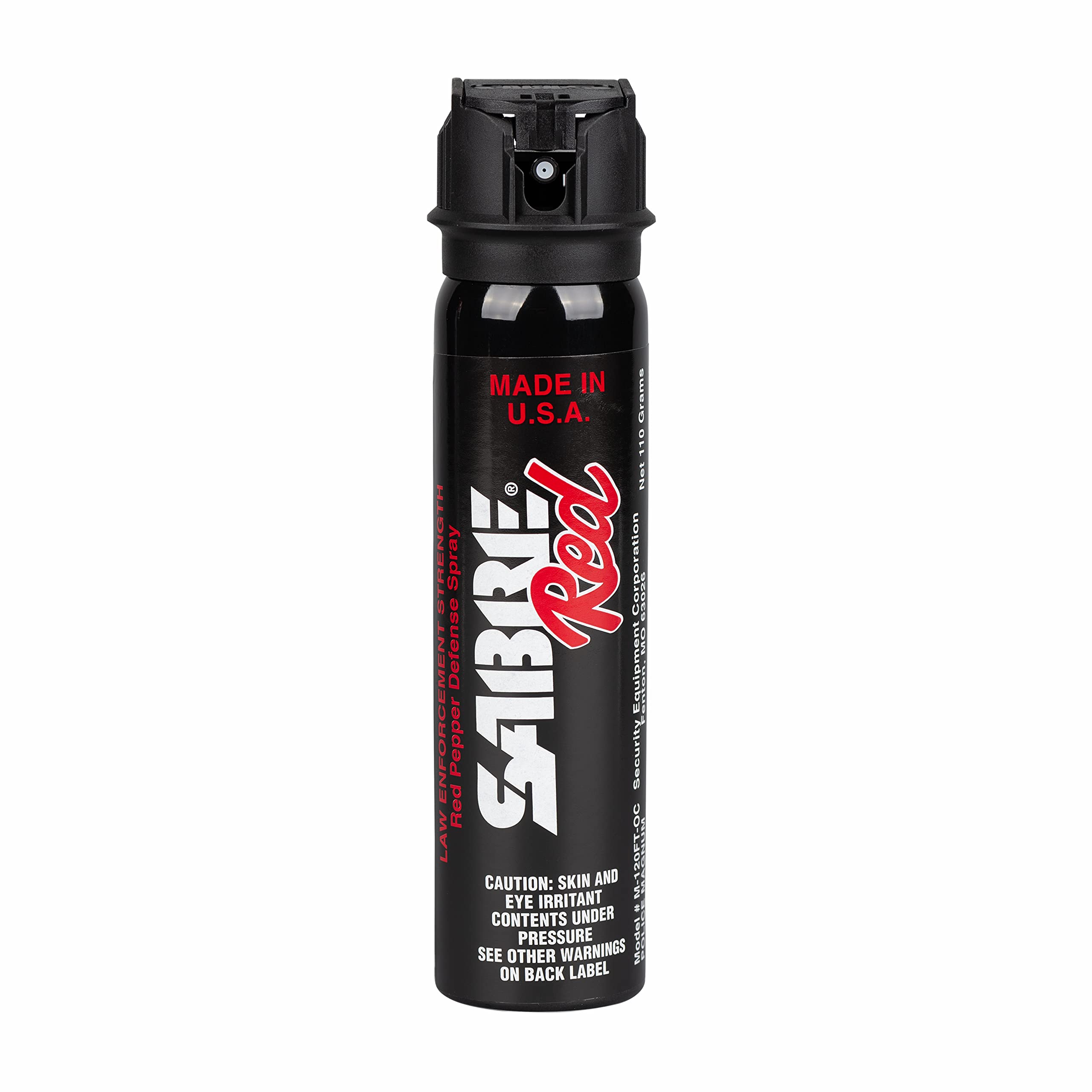 SABRE Magnum 120 Pepper Spray, 40 Bursts, 12-Foot (4-Meter) Range, Extra Large 122 Gram Canister, UV Marking Dye, Flip Top Safety, Black
