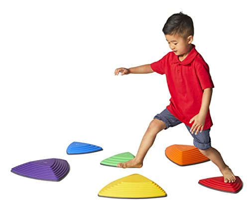 Book Cover GONGE River Stones - The Original Non-Slip Stepping Stones for Kids - Balance, Coordination, Motor Skills - Vibrant Colors - Set of 6