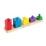 Melissa & Doug Stack and Sort Board - Wooden Educational Toy With 15 Solid Wood Pieces Red, Blue, Yellow, Green, Brown