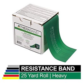 TheraBand Resistance Band 25 Yard Roll, Heavy Green Non-Latex Professional Elastic Bands For Upper & Lower Body Exercise Workouts, Physical Therapy, Pilates, Rehab, Dispenser Box, Intermediate Level 1