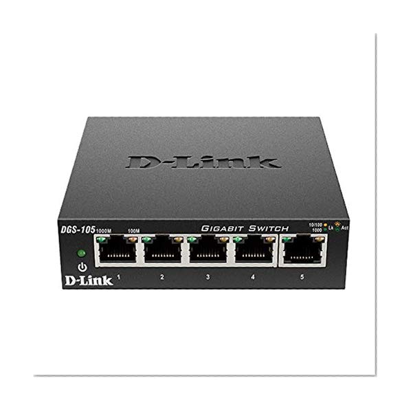 D-Link Switch 5 ports Gigabit metallique 10/100/1000mbps - Idéal partage de connexion et mise en réseau Small Office Home Office (DGS-105)