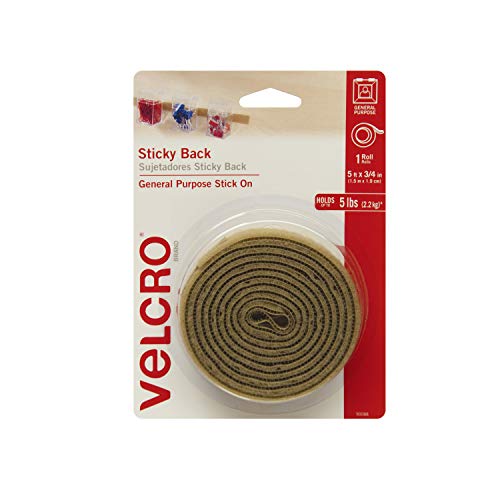 Book Cover VELCRO Brand - Sticky Back Hook and Loop Fasteners| Perfect for Home or Office |  5ft x 3/4in Roll | Beige