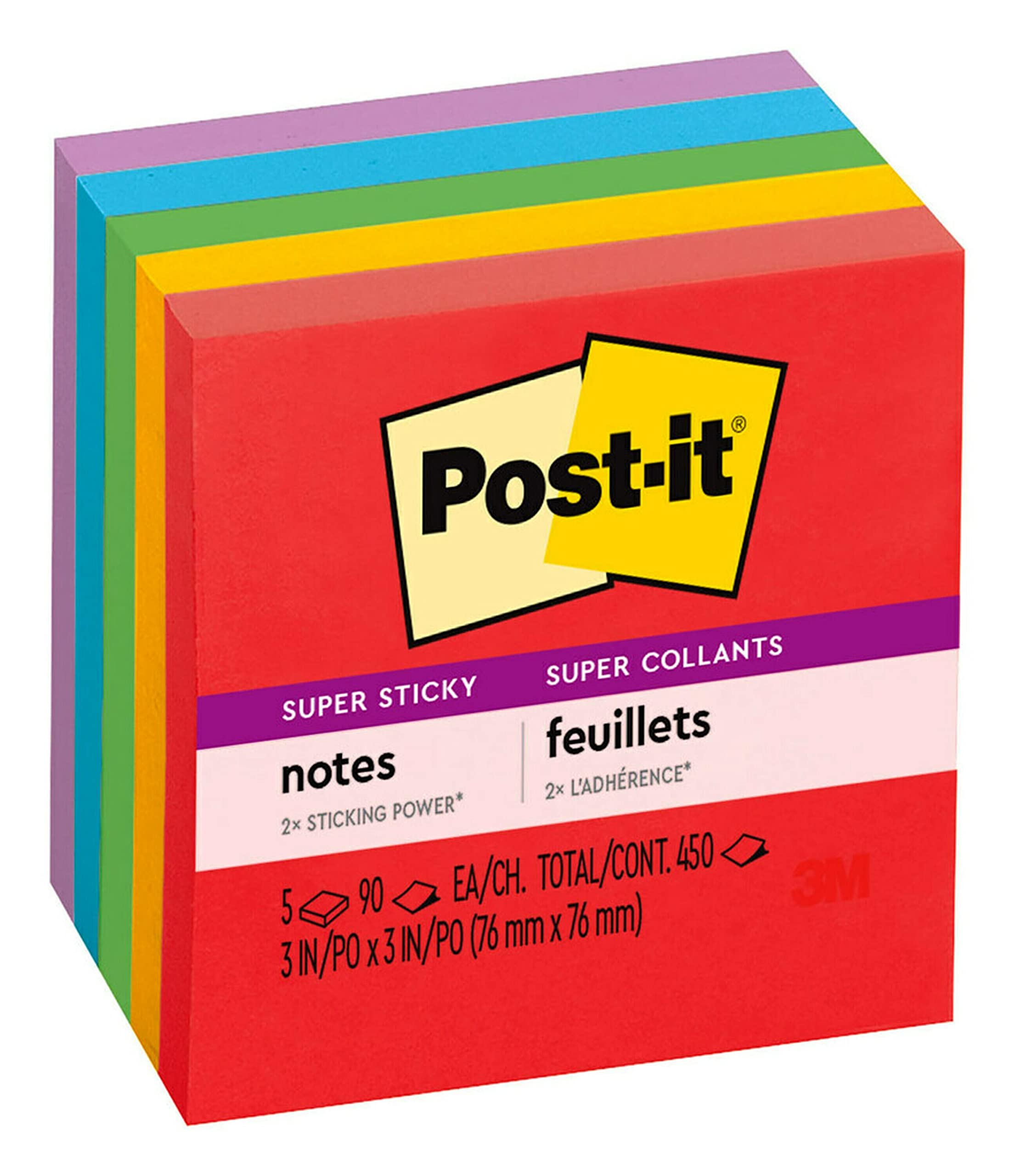 Book Cover Post-it Super Sticky Notes, 2x Sticking Power, 3 in x 3 in, Marrakesh Collection, 5 Pads/Pack (654-5SSAN)