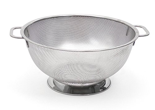 RSVP International Endurance Stainless Steel Precision Pierced Colander Strainer, 5 Quart | For Pasta, Rice, & Fruits | Dishwasher Safe | Wide Rim & Handles | Steaming, Draining & Rinsing