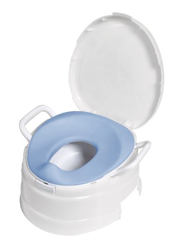 Book Cover Primo 4-In-1 Soft Seat Toilet Trainer and Step Stool White with Pastel Blue Seat