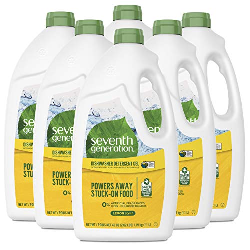 Book Cover Seventh Generation Dishwasher Detergent Gel with Powerful Citric Acid, Lemon Scent, 42 oz (6 Pack)