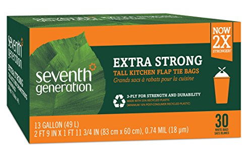 Seventh Generation Trash Bags, Tall Kitchen, 13-Gallon, 30-Count Boxes (Pack of 12)