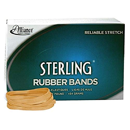 Alliance Rubber 24645 Sterling Rubber Bands Size #64, 1 lb Box Contains Approx. 425 Bands (3 1/2 x 1/4-Inches, Natural Crepe)