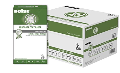 Boise X-9 Multi-Use Copy Paper, 8.5" x 14", 92 Bright, 20 lb, 10 Ream Carton (5,000 Sheets)