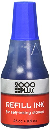 2000Plus Refill Ink for Self-Inking Stamps, 25cc (0.9 oz) Squeeze Bottle, Blue - COS032961
