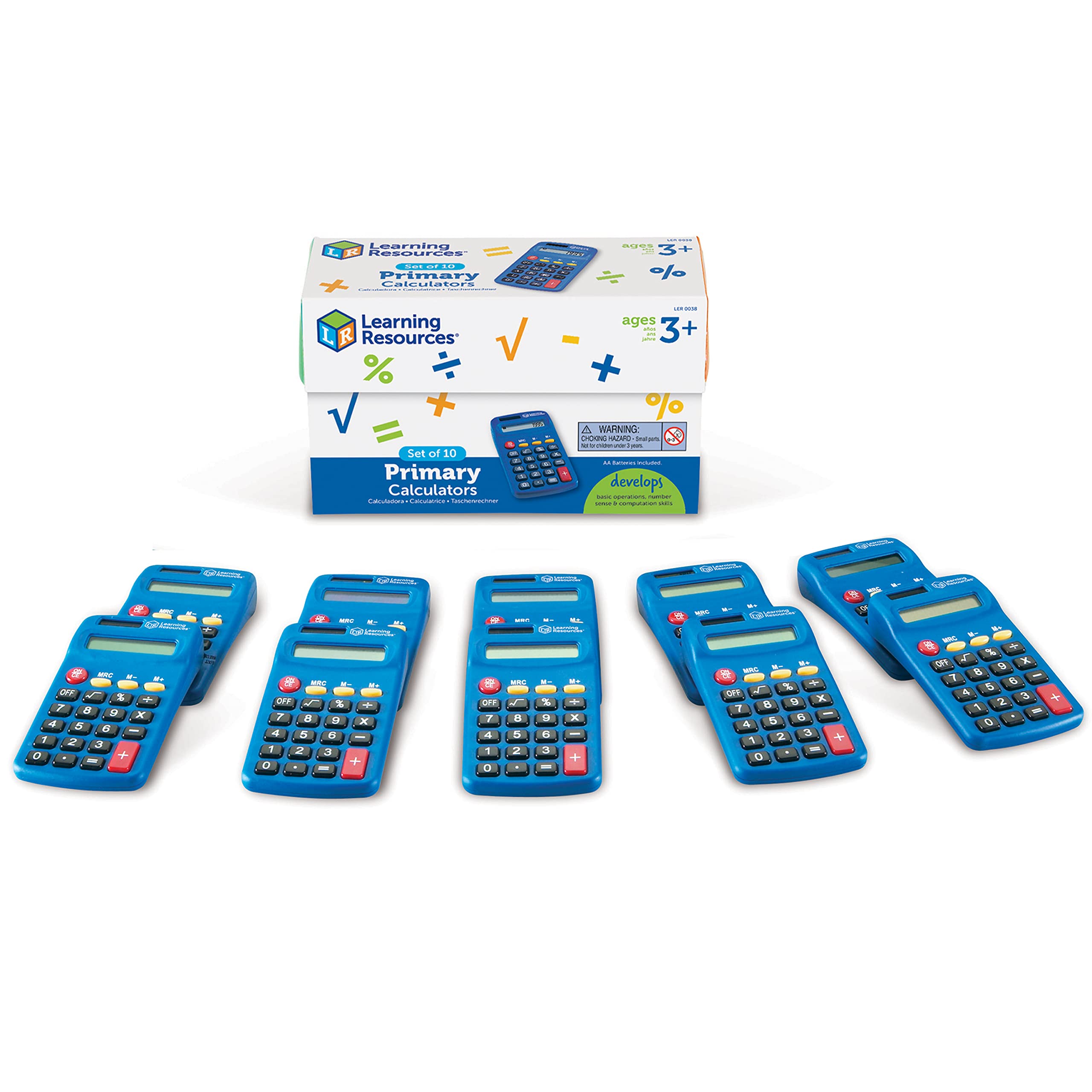 Learning Resources Primary Calculator, Solar Powered, Set of 10, Ages 3+