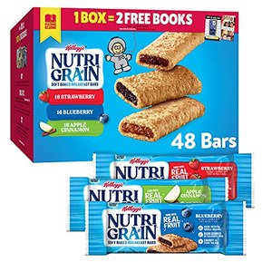 Nutri-Grain Soft Baked Breakfast Bars Variety Pack, Made with Real Fruit and Whole Grains, Kids Snacks, 62.4oz Box (48 Bars)