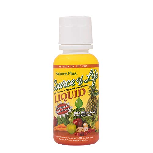 NaturesPlus Source of Life Liquid - 8 fl oz - Tropical Fruit Flavor - Wholefood Supplement, Energy Booster, Antioxidant - Vegetarian, Gluten-Free - 8 Servings
