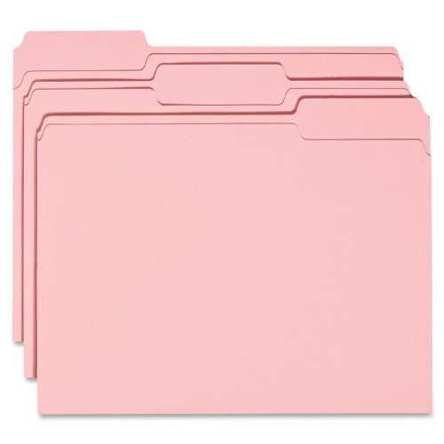 Book Cover Smead File Folder, 1/3-Cut Tab, Letter Size, Pink, 100 per Box (12643)