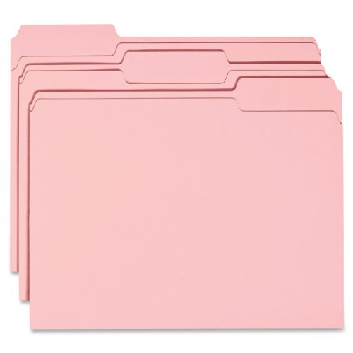 Smead File Folder, 1/3-Cut Tab, Letter Size, Pink, 100 per Box (12643)