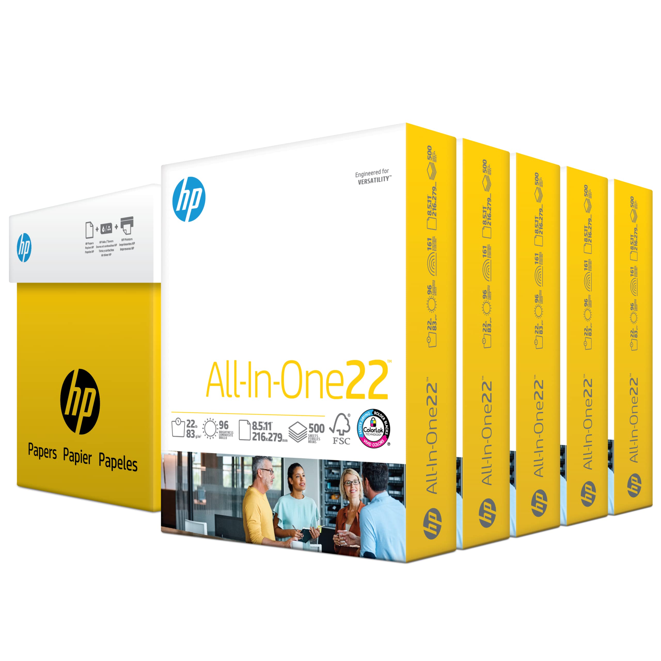 Book Cover HP Printer Paper | 8.5x 11 Paper | All-In-One 22 lb | 5 Ream Case - 2,500 Sheets | 96 Bright| Made in USA - FSC Certified | 207000C 5 Ream 2500 Sheets
