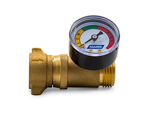 Book Cover Camco Brass Regulator Helps Protect RV Plumbing and Hoses from High-Pressure City Water-Easy Read Gauge, Lead Free (40064), AS Pictured