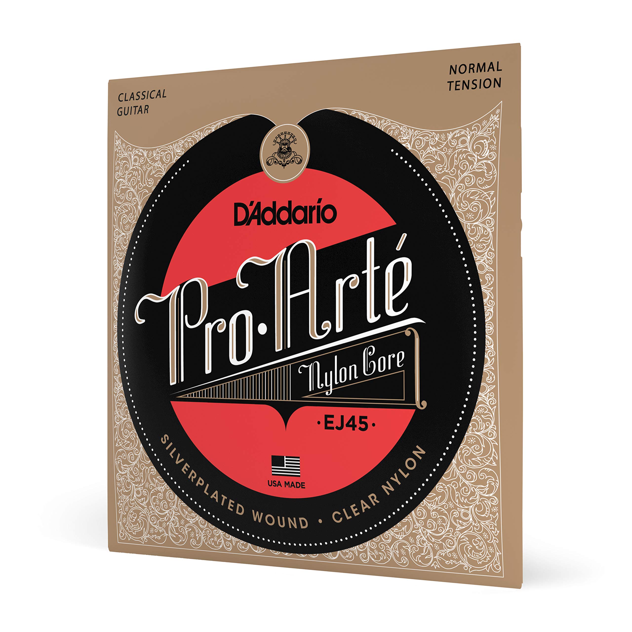 Book Cover D'Addario Guitar Strings - Pro-Arte Classical Guitar Strings - EJ45 - Nylon Guitar Strings - Silver Plated Wound, Nylon Core - Normal Tension, 1-Pack Normal Tension 1-Pack
