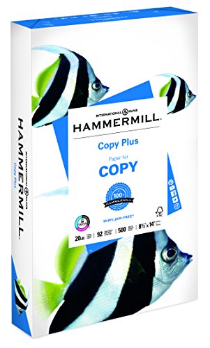 Book Cover Hammermill Paper, Copy Plus Paper, 8.5 x 14 Paper, Legal Size, 20lb Paper, 92 Bright, 1 Ream / 500 Sheets (105015R) Acid Free Paper