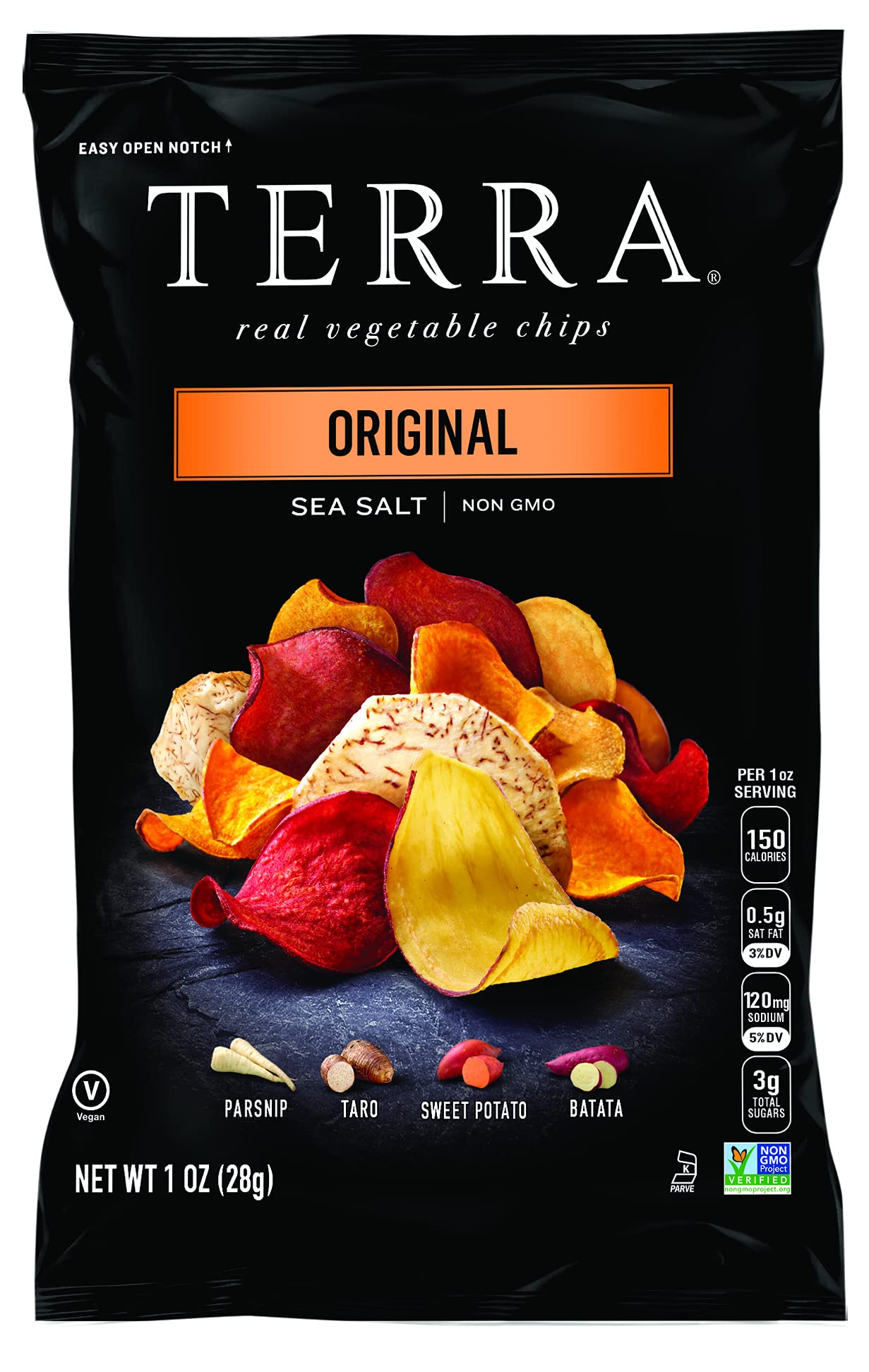 Book Cover Terra Vegetable Chips with Sea Salt, Original, 1 oz (Pack of 24) Original 1 Ounce (Pack of 24)