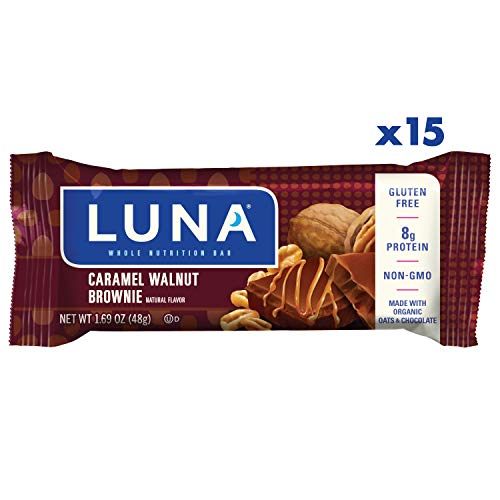 LUNA BAR - Gluten Free Snack Bars - Caramel Walnut Brownie Flavor - (1.69 Ounce Snack Bar, 15 Count)