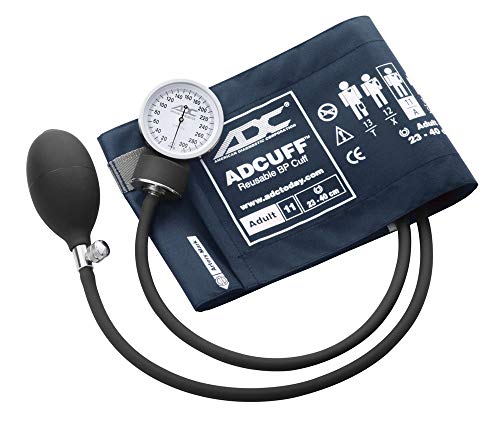 ADC Prosphyg 760 Pocket Aneroid Sphygmomanometer with Adcuff Nylon Blood Pressure Cuff, Adult, Navy