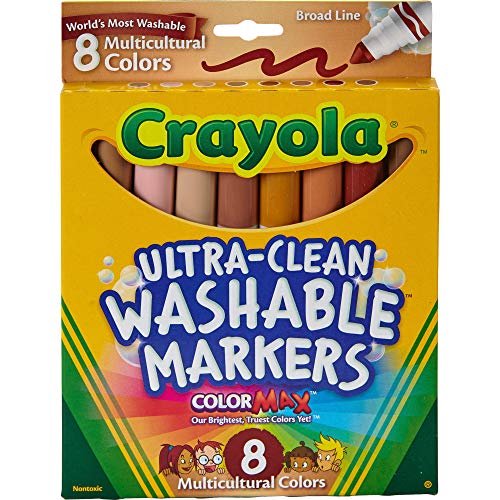 Book Cover Crayola Multicultural Markers, Washable Broad Line Markers, 8 Count