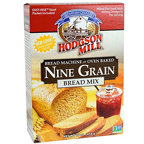 Hodgson Mill Nine Grain Bread Mix 16-Ounce Boxes (Pack of 6), Bread Mix for Bread Machines or Oven Baked Bread, Yeast Included
