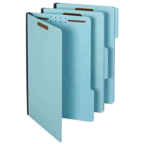 Globe Weis Pendaflex Pressboard Fastener Folders, Legal Size, Light Blue, 1" Expansion, 1/3 Cut, 25/BX (616F21-3BLU)