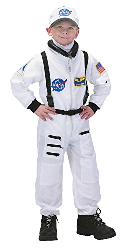 Book Cover Aeromax Jr. Astronaut Suit with Embroidered Cap and NASA patches, WHITE, Size 4/6