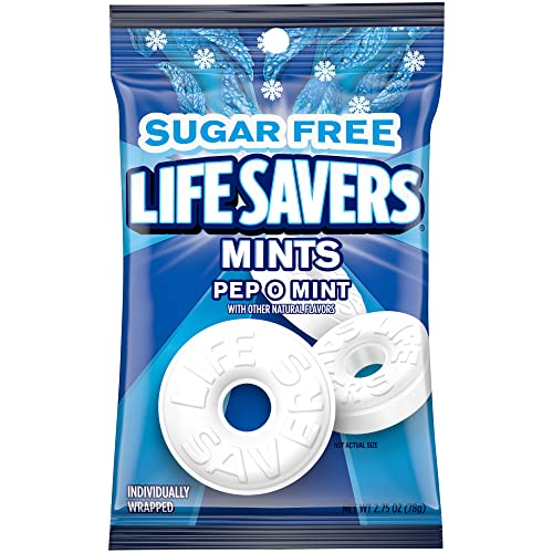 Book Cover LIFE SAVERS Pep-O-Mint Breath Mints Hard Candy Bulk Pack, 2.75 oz Bag (Pack of 12)