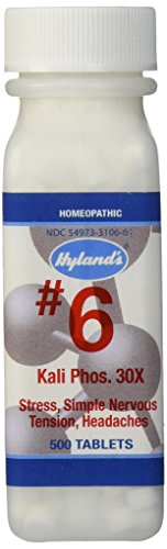 Hyland's #6 Kali Phos 30X Cell Salt Tablets, Natural Relief of Stress, Headaches, Insomnia, and Simple Nervous Tension, 500 Count