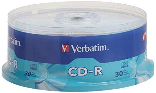 Verbatim CD-R Blank Discs 700MB 80 Minutes 52x Recordable Disc for Data and Music- 30 Pack Spindle