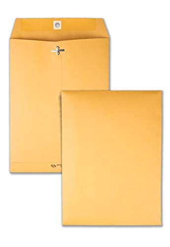 Quality Park 7-1/2 x 10-1/2 Clasp Envelopes, Clasp and Gummed Closures for Storing pr Mailing, Extra Heavy-Duty 32 lb Kraft Paper, 100 per Box (QUA37775), 7.5 x 10.5