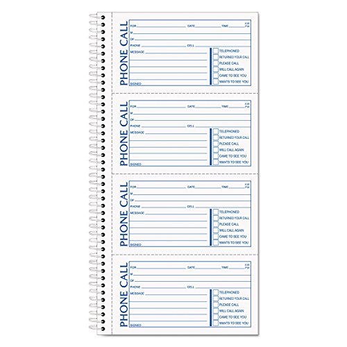 TOPS Phone Message Book, Carbonless Duplicate, 4 Messages per Page, 200 Set per Book (4002)