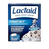 Lactaid Fast Act Lactose Intolerance Relief Caplets with Lactase Enzyme to Prevent Gas, Bloating & Diarrhea Due to Lactose Sensitivity, Ideal for Travel & On-The-Go, 12 Packs of 1-Count