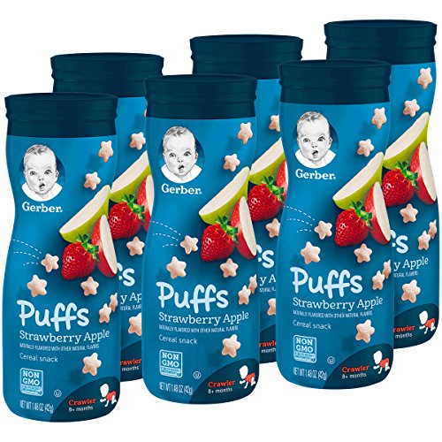 Gerber Puffs Cereal Snack, Strawberry Apple, 6 Count (Packaging may vary)