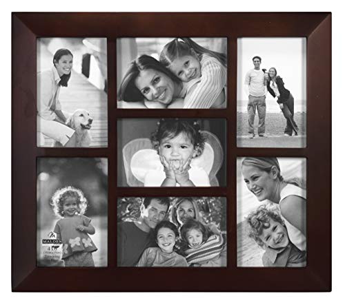 Book Cover Malden International Designs Berkeley Beveled Edge Wood Collage Picture Frame, 7 Option, 7-4x6, Walnut