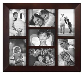 Malden International Designs Berkeley Beveled Edge Wood Collage Picture Frame, 7 Option, 7-4x6, Walnut
