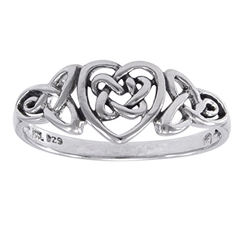 Sterling Silver Celtic Trinity Knot Heart Ring(Sizes 3,4,5,6,7,8,9,10,11,12,13,14,15,16)